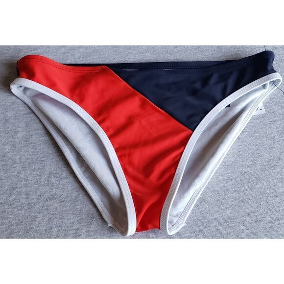 TOMMY HILFIGER RED BLUE NWOT BIKINI BOTTOM SIZE XL - Picture 1 of 10